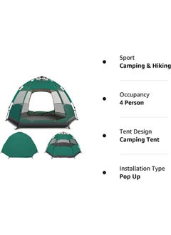 Arabest Instant Pop Up Camping Tent,Automatic Hydraulic Water Resistant,Space for 3-4 People,Portable Lightweight,Easy Setup Camping Tents,for Hiking Sports Travel Picnic  - Image 2