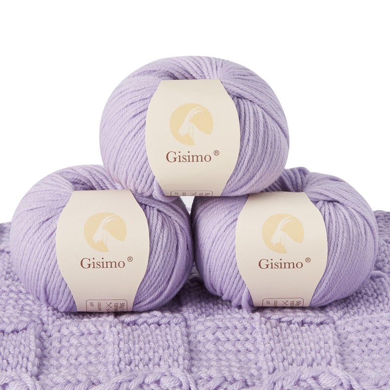 GISIMO 100 Merino Wool Yarn 6Ply Luxurious and Soft Yarn for Hand Knitting  Crocheting 176 OZ50g 127 yds116 Meters Purple 3 Balls