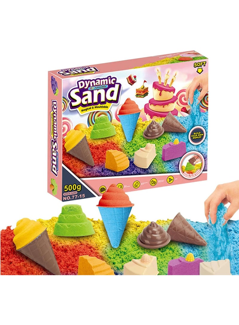 رمل سحري ملون للأطفال  – Dynamic Sand 🏖️🌈   رمل ناعم قابل للتشكيل يمنح طفلك تجربة ممتعة ومليئة بالإبداع! 500 غرام من الرمل الملون  - مناسب للأطفال +3 سنوات  -مثالي لتنمية مهارات الإبداع والحس الحسي - آمن وممتع للّعب داخل المنزل   اصنع عالمك الرملي الخاص بكل الألوان! - Image 1
