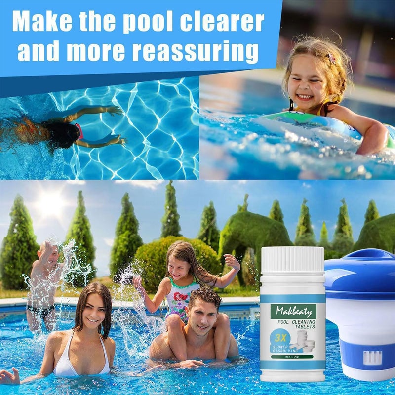 Makbeaty Pool Cleaning Tablets Disinfection Effervescent Tablets Effectively Guard Against Bacteria Purifying water quality（2 pieces） - Image 3