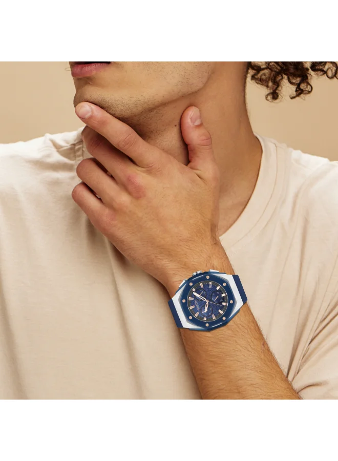 Quantum Dark Blue Men's Silicone Chronograph Watch HNG1170.399 - 46 mm for Men | Best Price UAE
