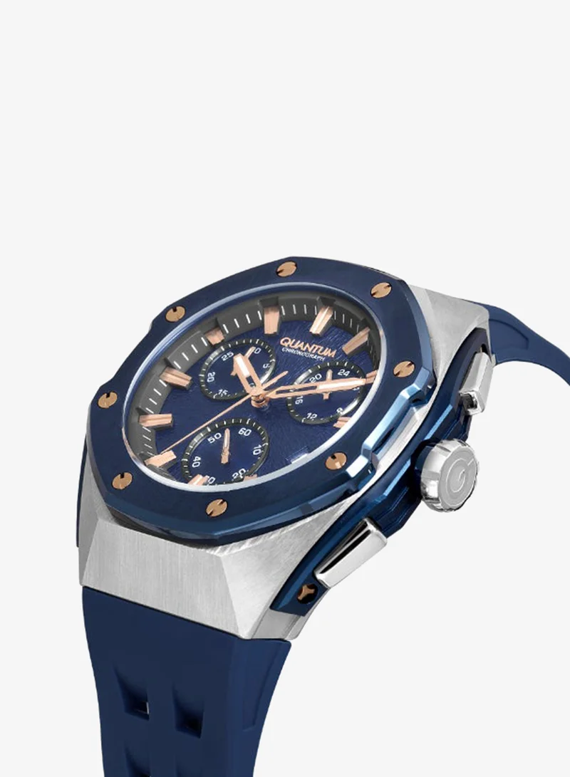 Quantum Dark Blue Men's Silicone Chronograph Watch HNG1170.399 - 46 mm for Men | Best Price UAE