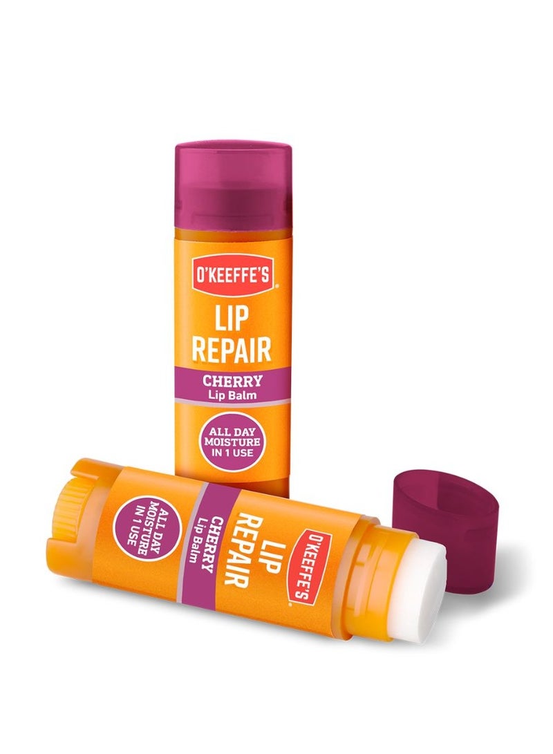 O'Keeffe's Lip Repair Stick Lip Balm All Day Moisture Cherry No SPF 4.2g - Image 4