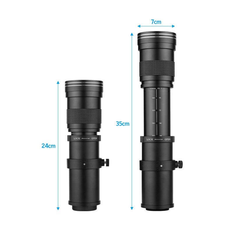 Super Telephoto Zoom Lens 420-800mm F/8.3-16 Manual Focus - T-Mount With RF Adapter Ring, Metal Body, Multi-Coated Optical Glass For DSLR SLR Cameras, Tripod Compatible - Image 2