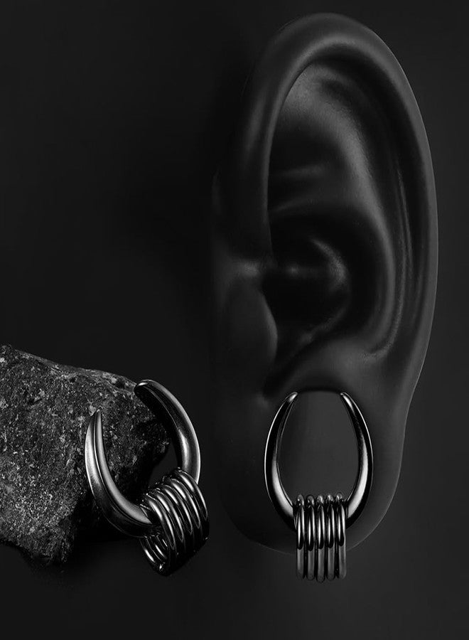 Earblity 1 Pair saddle Gauges with 10pcs rings 7/8“(22mm) Ear Tunnels Plugs 316 Stainless Steel Black Ear Gauges Weight Saddle Plugs Hypoallergenic expander Piercing Body Jewelry - Image 4