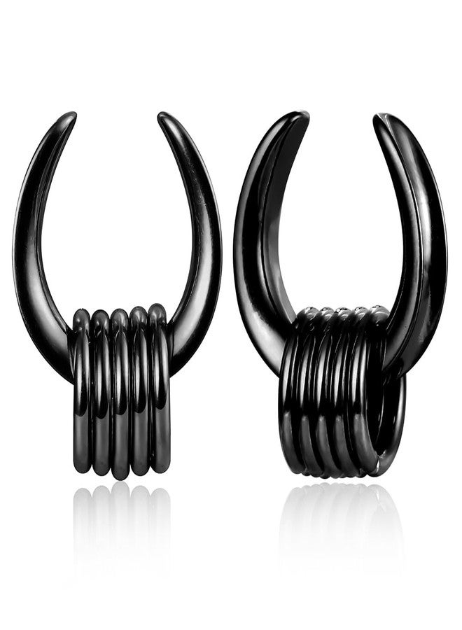 Earblity 1 Pair saddle Gauges with 10pcs rings 7/8“(22mm) Ear Tunnels Plugs 316 Stainless Steel Black Ear Gauges Weight Saddle Plugs Hypoallergenic expander Piercing Body Jewelry - Image 1