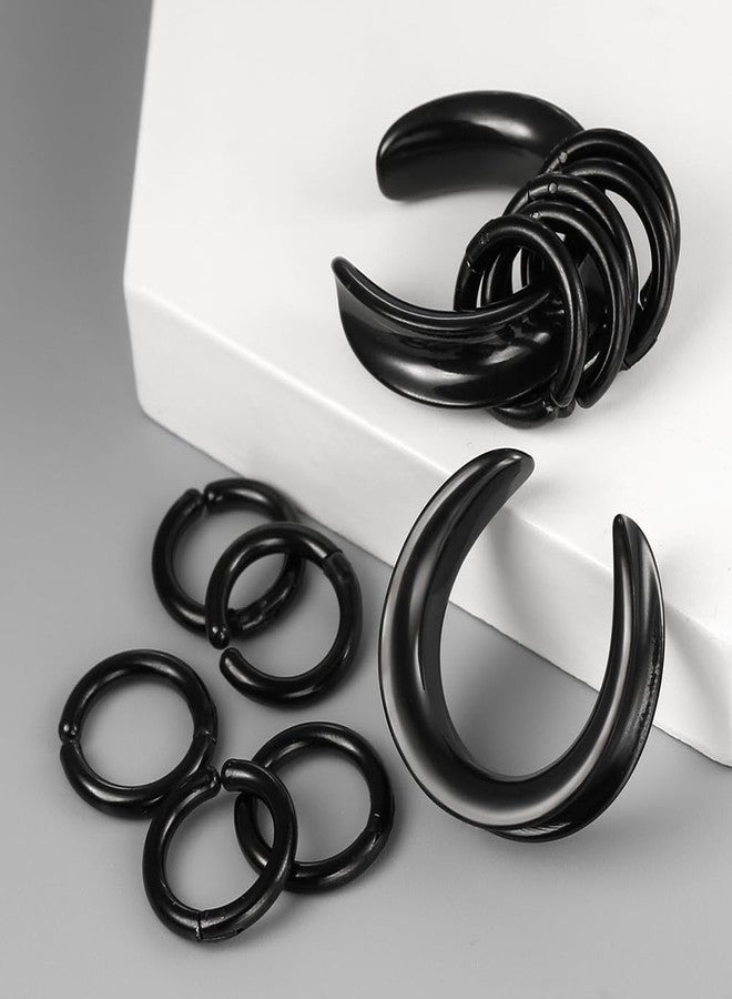 Earblity 1 Pair saddle Gauges with 10pcs rings 7/8“(22mm) Ear Tunnels Plugs 316 Stainless Steel Black Ear Gauges Weight Saddle Plugs Hypoallergenic expander Piercing Body Jewelry - Image 2