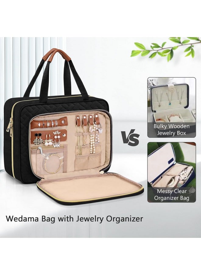 Wedama Wedama Toiletry Bag for Women, Hanging Travel Toiletry Bag with Jewelry Organizer Compartment Large Makeup Bag, PVC Waterproof Cosmetic Travel Bag for Travel Business Trips Camping Bathroom, Black  - Image 3