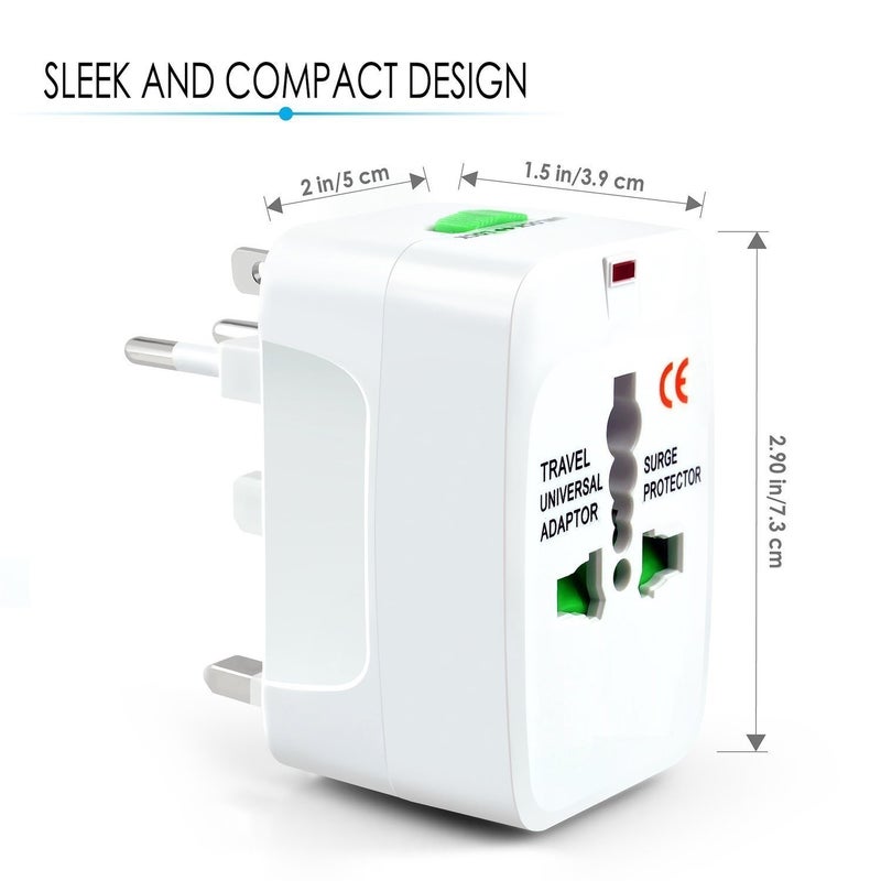 YASH Universal Travel Adapter International All in One Worldwide Travel Adapter Wall Charger With USB Ports Multi Type Power Outlet USB 21A100250 Voltage Travel Charger Pack of 1 White - Image 5