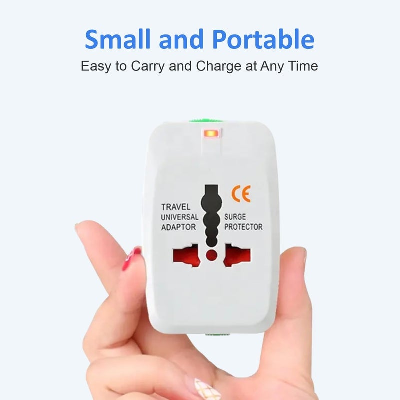 YASH Universal Travel Adapter International All in One Worldwide Travel Adapter Wall Charger With USB Ports Multi Type Power Outlet USB 21A100250 Voltage Travel Charger Pack of 1 White - Image 3