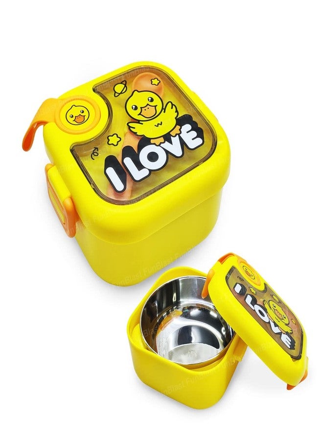 FunBlast Lunch Box for School Kids - Duck Theme Lunch Box with Spoon, SS304 Lunch Box, Tiffin Box for School, Air-Tight Lunch Box, Stainless Steel Insulated Lunch Box, 750 Ml (Multicolor) - Image 1