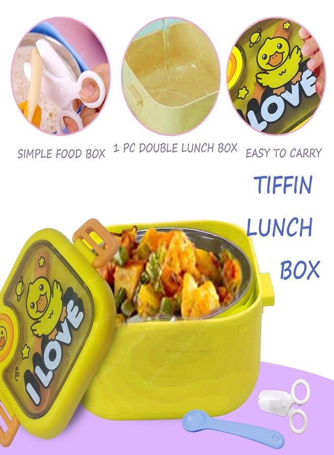 FunBlast Lunch Box for School Kids - Duck Theme Lunch Box with Spoon, SS304 Lunch Box, Tiffin Box for School, Air-Tight Lunch Box, Stainless Steel Insulated Lunch Box, 750 Ml (Multicolor) - Image 5