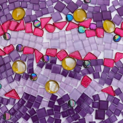 LITMIND 11LB Purple Mixed Irregular Crystal Glass Mosaic Tiles for Crafts Perfect for Mosaic Art Projects Puzzles and Home Dcor - Image 1