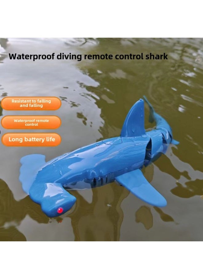 Upgraded Remote Control Hammerhead Shark Diving Children Waterproof Remote Control Submarine Model Shark Toy-Color:[black] Remote Control Sawtooth Shark  - Image 2