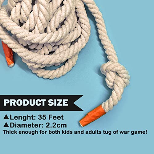 Niantime 35Ft Tug of War Rope Field Day Family Reunion Tug Rope Natural Cotton Tug of War Rope for Kids and Adults, Summer Campe, Yard Games, Outdoor Camping Picnic Games, Team Building - Image 3