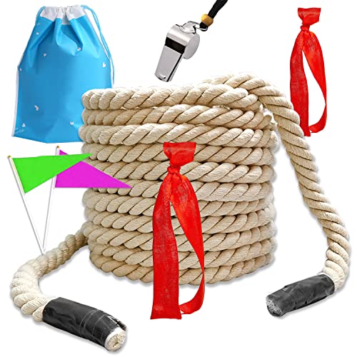 Niantime 35Ft Tug of War Rope Field Day Family Reunion Tug Rope Natural Cotton Tug of War Rope for Kids and Adults, Summer Campe, Yard Games, Outdoor Camping Picnic Games, Team Building - Image 1