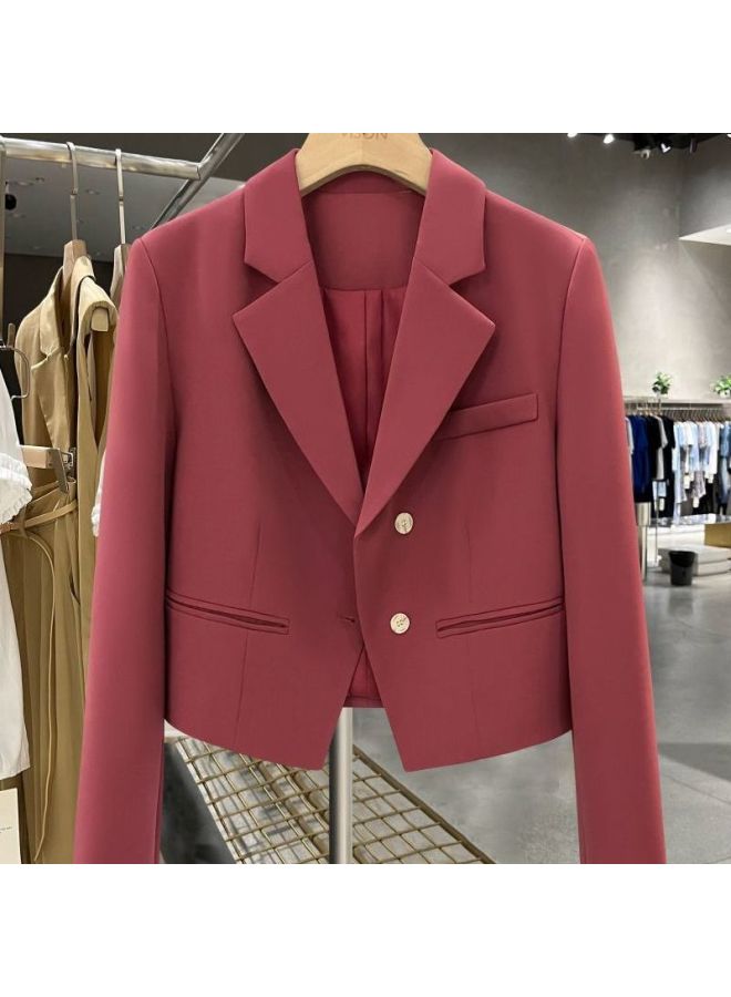 Raspberry Style Ultra Short Lotus Leaf Collar Coat Women's  Spring New French Socialite Small Suit Autumn Suit 