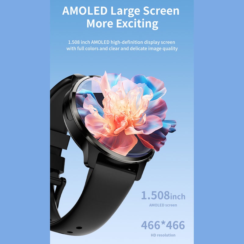 APPLLP 2 Smart Watch 1.508'' AMOLED Screen Independent Call 2MP Camera GPS Fitness Tracker Health Monitor 100＋Dials 2G+32G - Image 4
