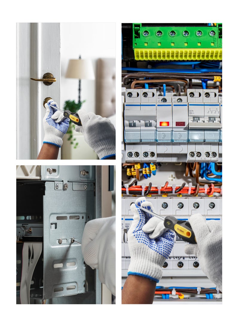 هاي-تيك مجموعة مفكات مكونة من 6 قطع – مفكات مسطحة ومفكات فيليبس دقيقة مع مقابض مريحة غير قابلة للانزلاق، رؤوس فولاذية متينة للاستخدام المنزلي، والأعمال اليدوية، والاستخدام المهني (الموديل HT-TL-SD6) - Image 4