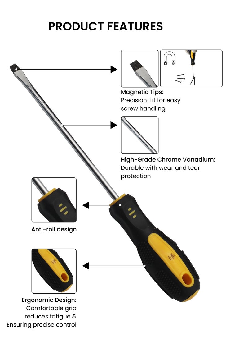 هاي-تيك مجموعة مفكات مكونة من 6 قطع – مفكات مسطحة ومفكات فيليبس دقيقة مع مقابض مريحة غير قابلة للانزلاق، رؤوس فولاذية متينة للاستخدام المنزلي، والأعمال اليدوية، والاستخدام المهني (الموديل HT-TL-SD6) - Image 5