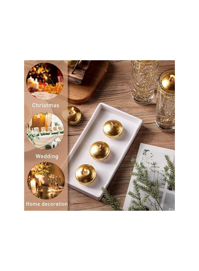 Green Tiger 12 Pieces 1.8 Inch Floating Candles for Centerpiece with 47 Feet 12 Strings Faux Pearl for Vase Filler, Gold Floating Candles for Wedding Dining Table Holiday Party Pool Dinner Home Decor - Image 3