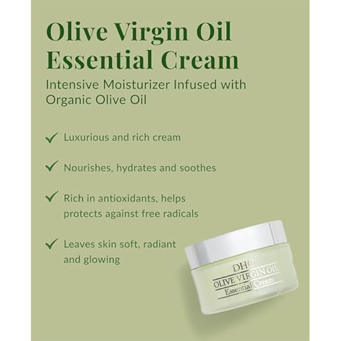 DHC Olive Virgin Oil Essential Cream, Moisturizer, Hydrating, Promotes Skin Elasticity, Radiant, Fragrance and Colorant Free, Ideal for All Skin Types, 1.7 oz. Net wt. - Image 2