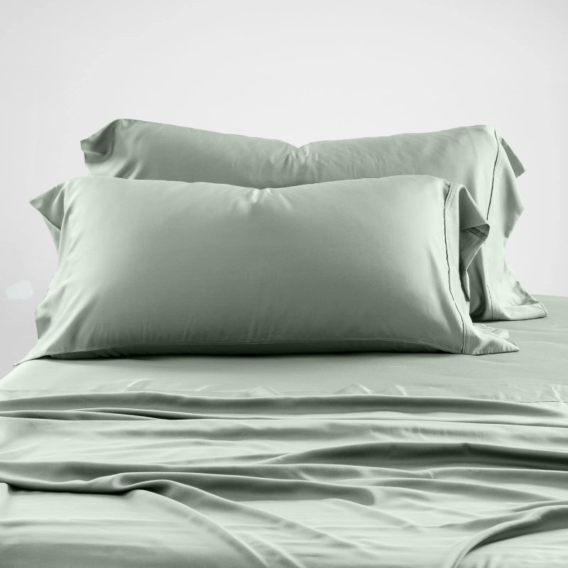 Olive + Crate Eucalyptus Cooling Pillowcases Standard Size  Certified Tencel Lyocell Fiber  Cool Vegan Silk Static Free for Skin and Hair  Softer Than Cotton and Linen  Spring Sage