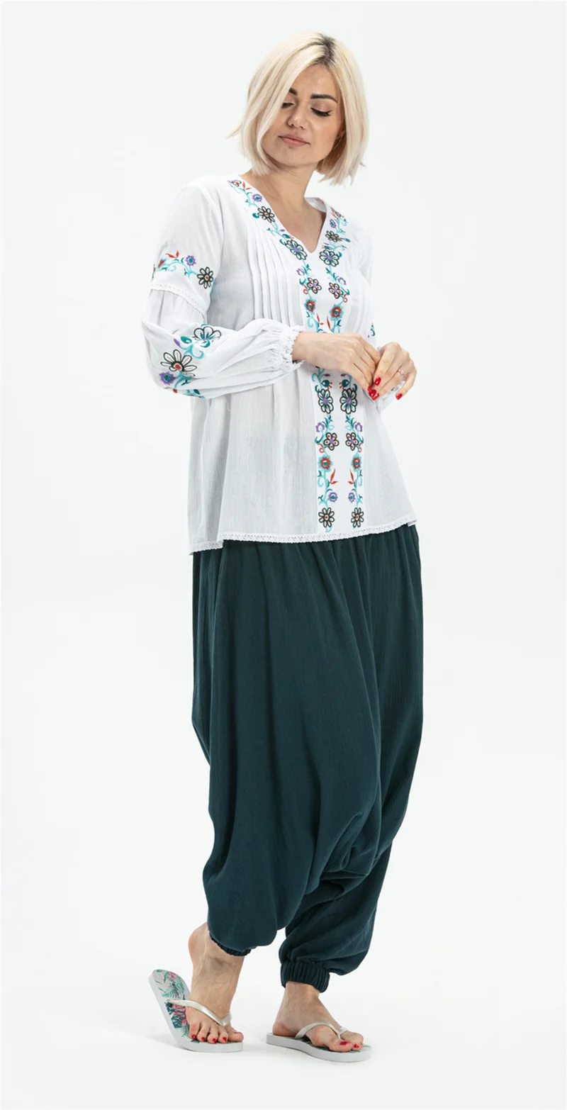 Eliş Şile Bezi Long Sleeve Sile Cloth Ayşe Blouse White Byz