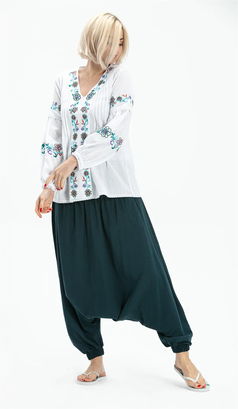 Eliş Şile Bezi Long Sleeve Sile Cloth Ayşe Blouse White Byz