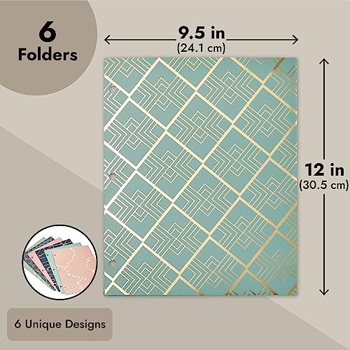 Paper Junkie School Folders with Pockets, 3 Hole Punched with 6 Geometric Designs for Office Supplies (9.5 x 12 Inches) - Pack of 6 Pocket Folders - Image 4