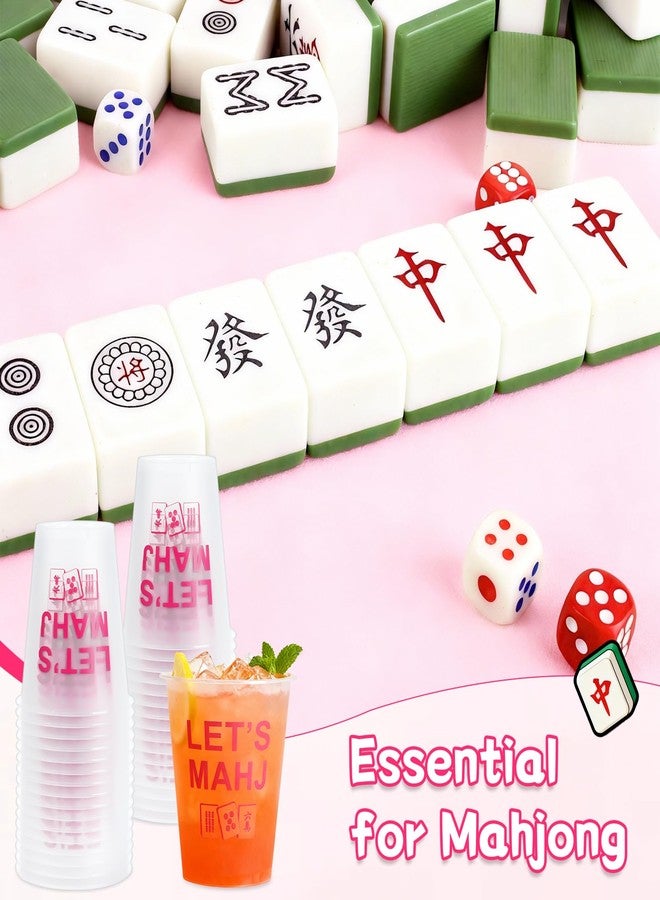 linastu 50 Pcs Mahjong Cups Mahjong Party Supplies Frosted Funny Plastic Cups with Mahjong Saying Printing, Reusable Mahjong Game Night Table Decor Party Decorations (Pink) - Image 5