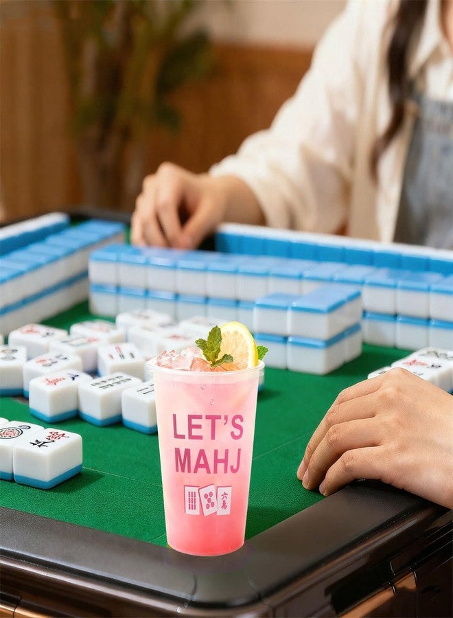 linastu 50 Pcs Mahjong Cups Mahjong Party Supplies Frosted Funny Plastic Cups with Mahjong Saying Printing, Reusable Mahjong Game Night Table Decor Party Decorations (Pink) - Image 4