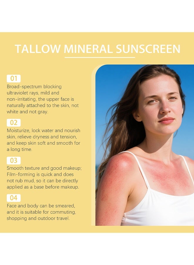 Zyvarn Organic Tallow Mineral Sunscreen, Beef Tallow Sunscreen SPF 50 For Face And Body, With 100% Grass-Fed Tallow And Non-Nano Zinc Oxide Reef Safe, Non-Greasy Clean Formula, Sun Balm For Summer Outdoor Travel, 120ml - Image 5