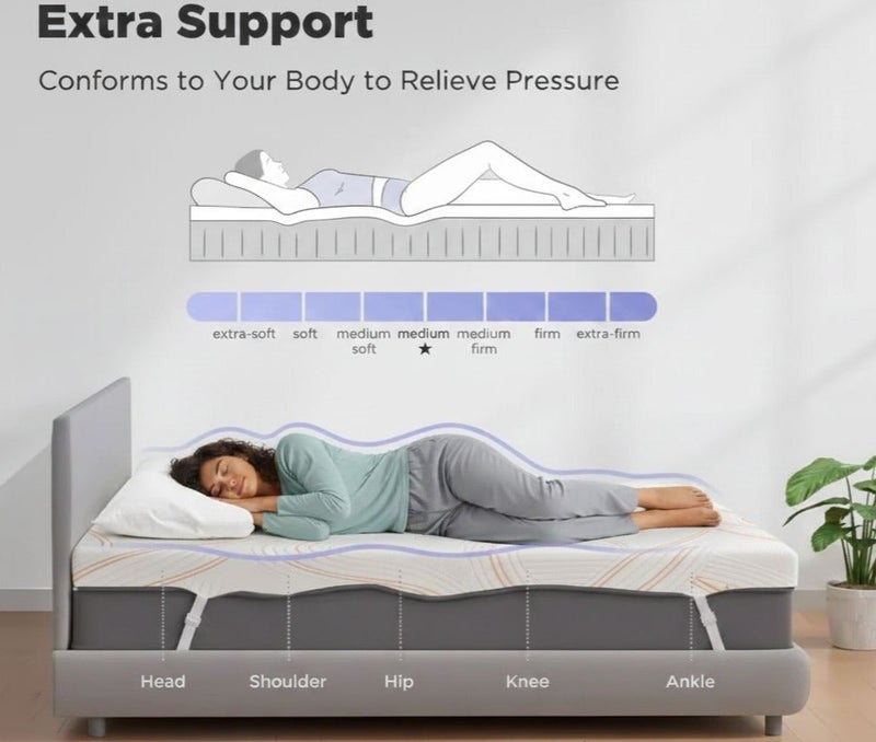 Rexal Home 10 cm Gel-Infused Memory Foam Mattress Topper 90x200 cm – Single Size Cooling Bed Topper with Removable Washable Cover, Soft Pressure Relief & Support - Image 4