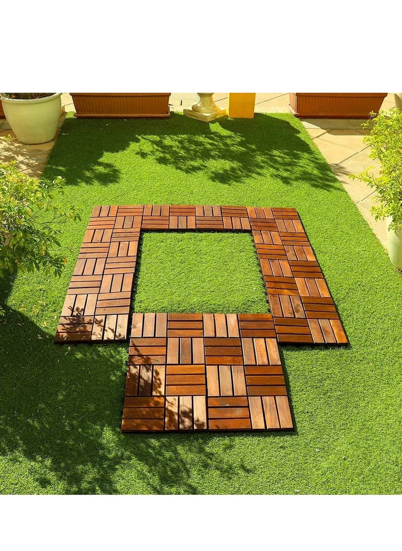 LINGWEI Pack of 10 Wooden Floor Tiles 31x3x31cm Wood Decking Office Floor Tiles Home Garden Diy Tiles  - Image 5