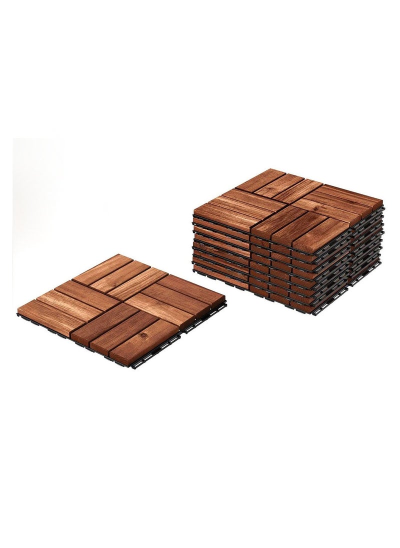 LINGWEI Pack of 10 Wooden Floor Tiles 31x3x31cm Wood Decking Office Floor Tiles Home Garden Diy Tiles  - Image 1