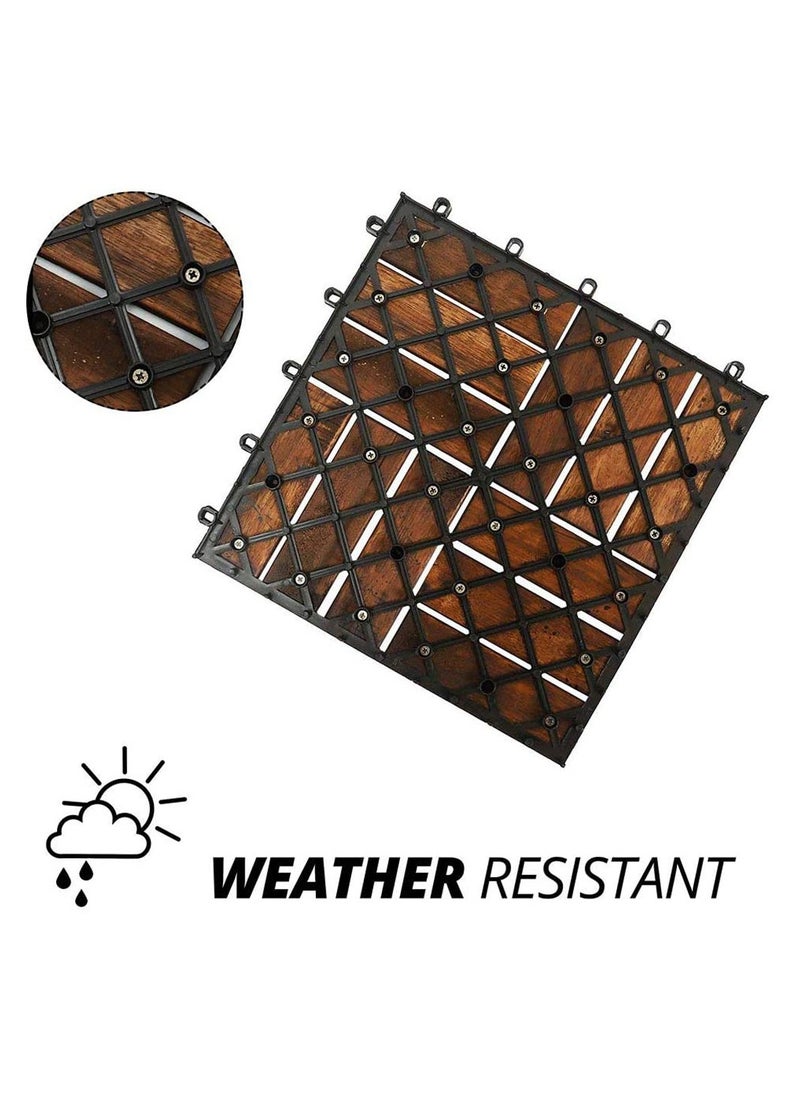 LINGWEI Pack of 10 Wooden Floor Tiles 31x3x31cm Wood Decking Office Floor Tiles Home Garden Diy Tiles  - Image 4