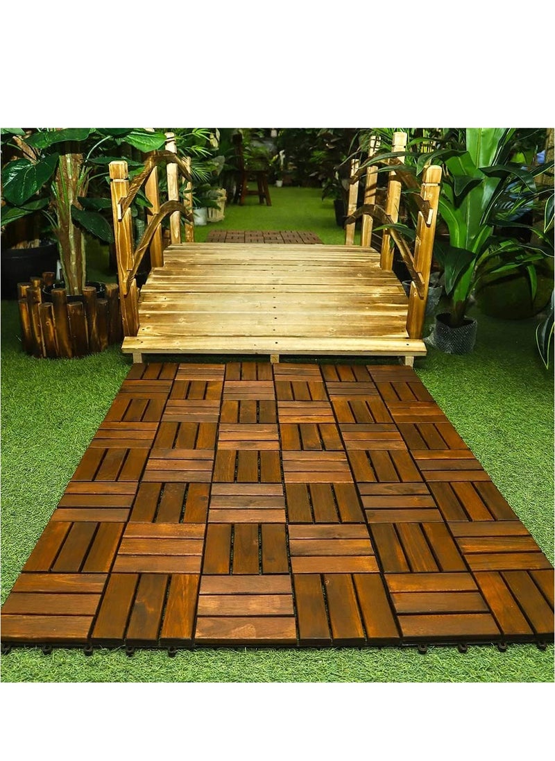 LINGWEI Pack of 10 Wooden Floor Tiles 31x3x31cm Wood Decking Office Floor Tiles Home Garden Diy Tiles  - Image 3