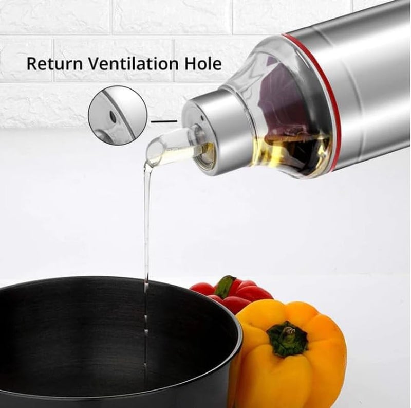 RABBONIX Stainless Steel Oil Dispenser with Nozzle 1 Litre (1000 ml), Pack of 02 | Oil Can | Oil Pourer | Oil Pot | Oil Bottle | Cooking Oil Container with Handle - Image 2