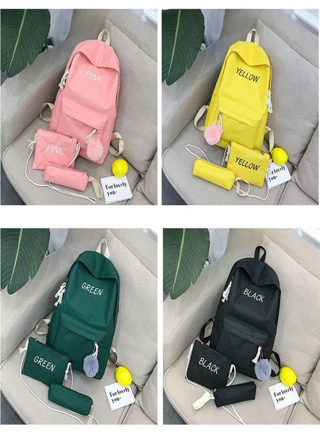 junelux Value Set 3-Piece-Set Shoulder Bag | Pencil Bag Backpack | Junior High School Students School Bag | Candy Color Backpack (Yellow) - Image 2