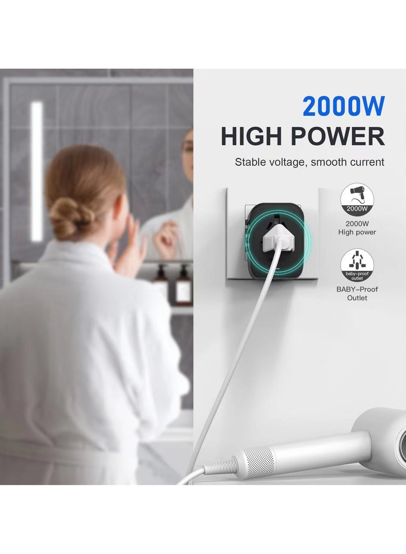 New international universal travel power plug adapter, five in one travel plug adapter suitable for global AC sockets in black - Image 5