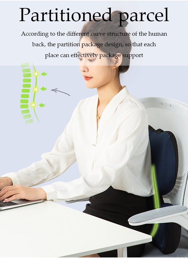 DUNISO Lumbar support cushion, slow rebound memory cotton sleep lumbar pillow, sleep pillow, fully fitted, foldable, suitable for offices, homes, airplanes, 48.5* 20.6 * 47cm, navy blue  - Image 4