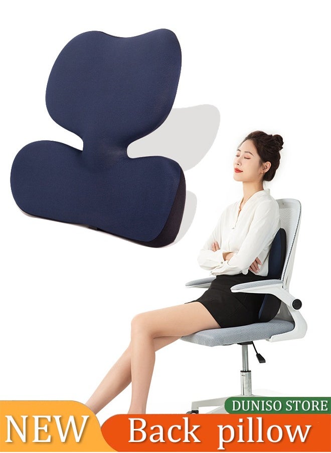 DUNISO Lumbar support cushion, slow rebound memory cotton sleep lumbar pillow, sleep pillow, fully fitted, foldable, suitable for offices, homes, airplanes, 48.5* 20.6 * 47cm, navy blue  - Image 1