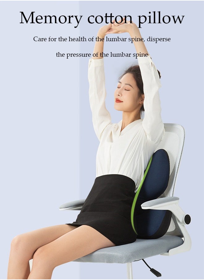 DUNISO Lumbar support cushion, slow rebound memory cotton sleep lumbar pillow, sleep pillow, fully fitted, foldable, suitable for offices, homes, airplanes, 48.5* 20.6 * 47cm, navy blue  - Image 2