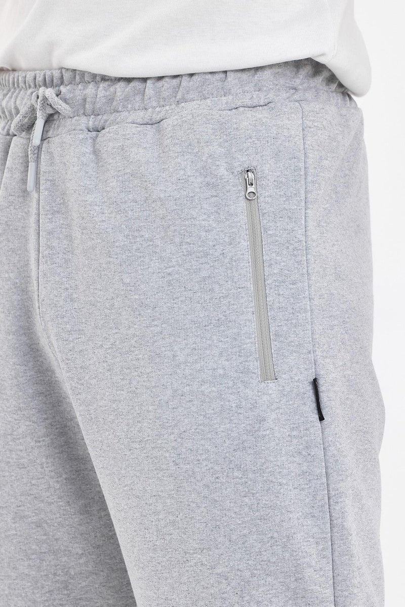 mmetalic Men's Gray Bermuda Shorts with Zippered Pockets and Adjustable Elastic Waistband Below Knee Capri  - Image 4