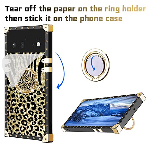 Easyscen for Pixel 6 Case Shockproof Protection Cover with Ring Stand Girls Women Retro Elegant Luxury Leopard Phone Case for Google Pixel 6 - Image 3