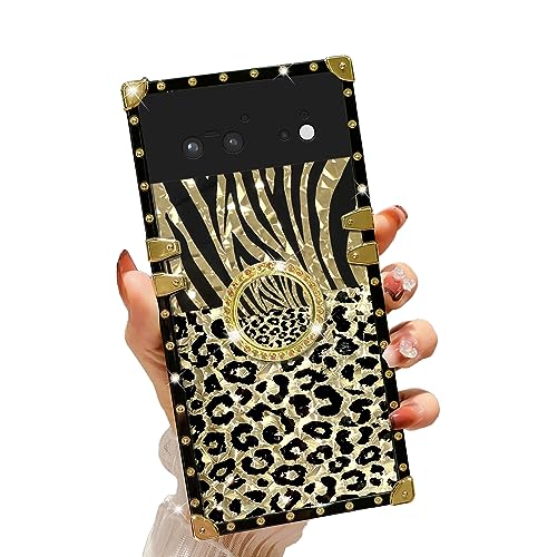 Easyscen for Pixel 6 Case Shockproof Protection Cover with Ring Stand Girls Women Retro Elegant Luxury Leopard Phone Case for Google Pixel 6 - Image 1