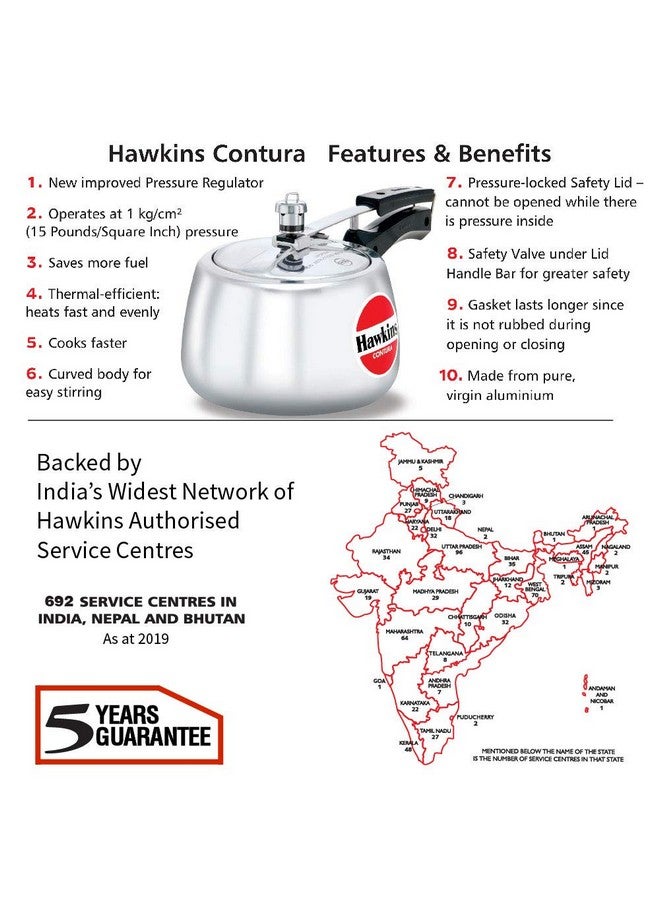 Hawkins Contura Aluminium Inner Lid Pressure Cooker, 3 Litre, Silver (Hc30), 3 Liter - Image 3