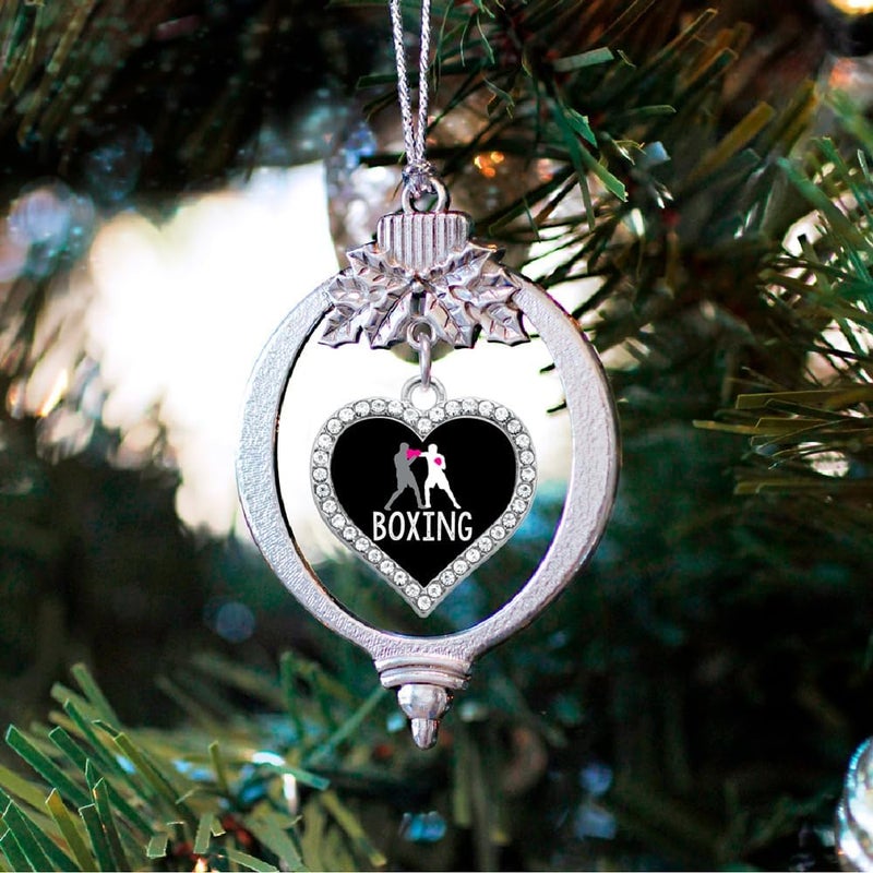 Inspired Silver - Boxing - Silver Christmas Ornament - Open Heart Charm Christmas Tree Ornament with Cubic Zirconia - Holiday Hanging Decoration - Image 2