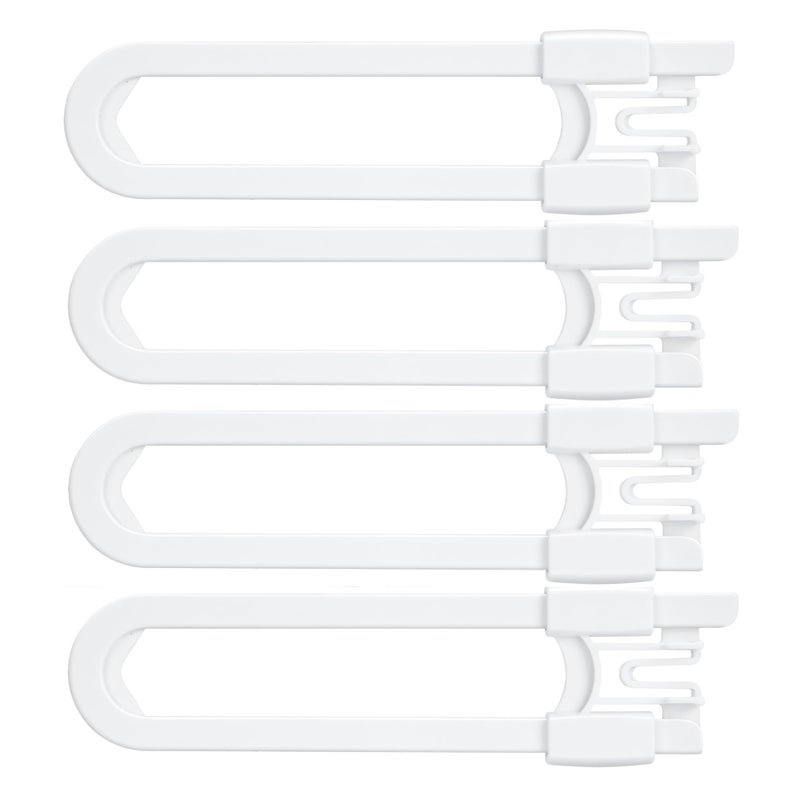 Vmaisi Baby Sliding Cabinet Locks - 4 Pack Adjustable U Shaped Child Safety Locks,Childproof Latches for Kitchen Bathroom Storage Cupboards Doors, Handles and Knobs White (4) - Image 2